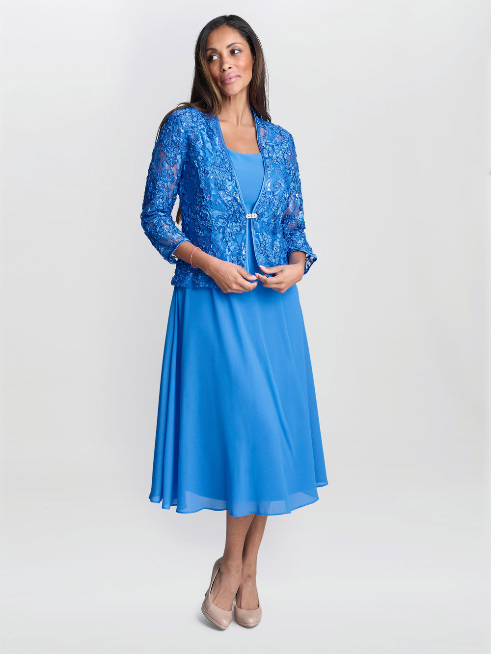 Adele Soutache Lace Jacket With Chiffon Dress Gina Bacconi Adele Soutache Lace Jacket With Chiffon Dress Gina Bacconi
