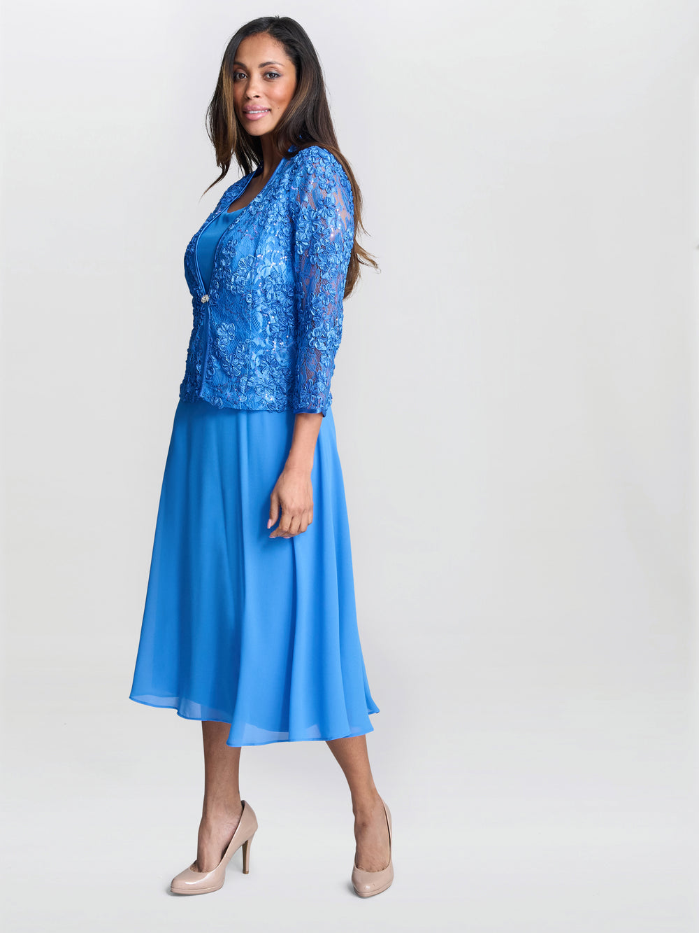 Adele Soutache Lace Jacket With Chiffon Dress Gina Bacconi Adele Soutache Lace Jacket With Chiffon Dress Gina Bacconi