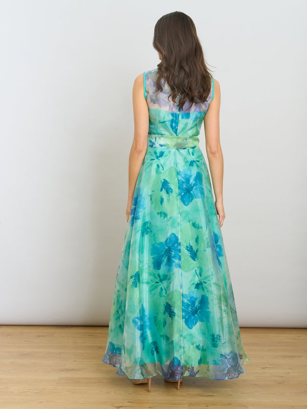 Amy Printed Organza Maxi Dress