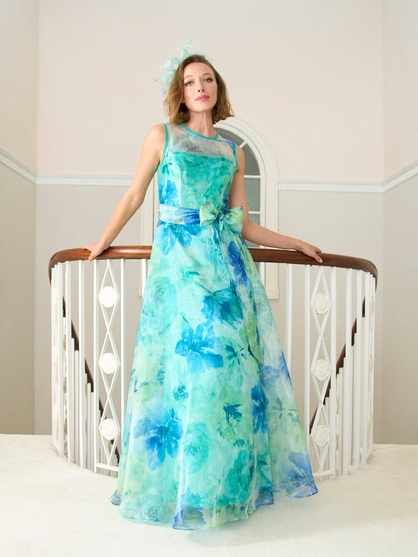 Amy Printed Organza Maxi Dress