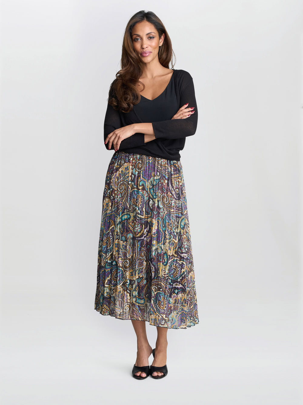 Pleated Jacquard Skirt
