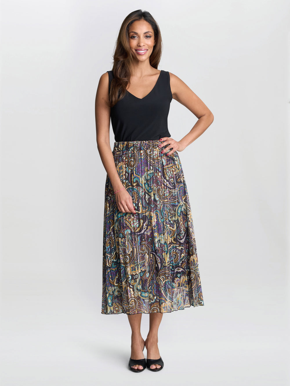 Pleated Jacquard Skirt