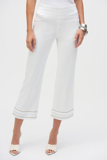 Joseph Ribkoff Stretch Straight Crop Pull-On Jeans with Beading