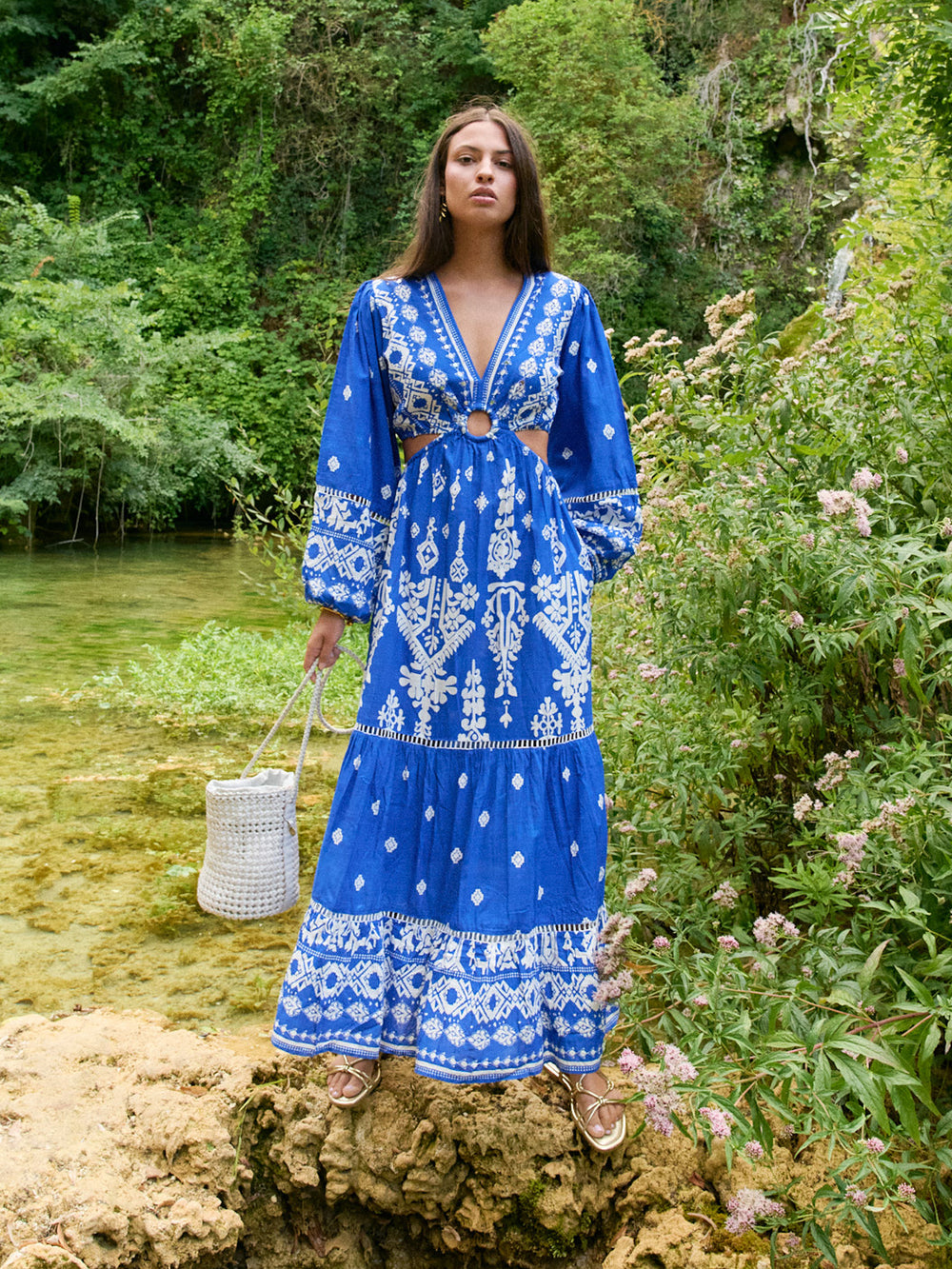 Piti Cuiti Blue Grecia Maxi Dress Gina Bacconi Piti Cuiti Blue Grecia Maxi Dress Gina Bacconi