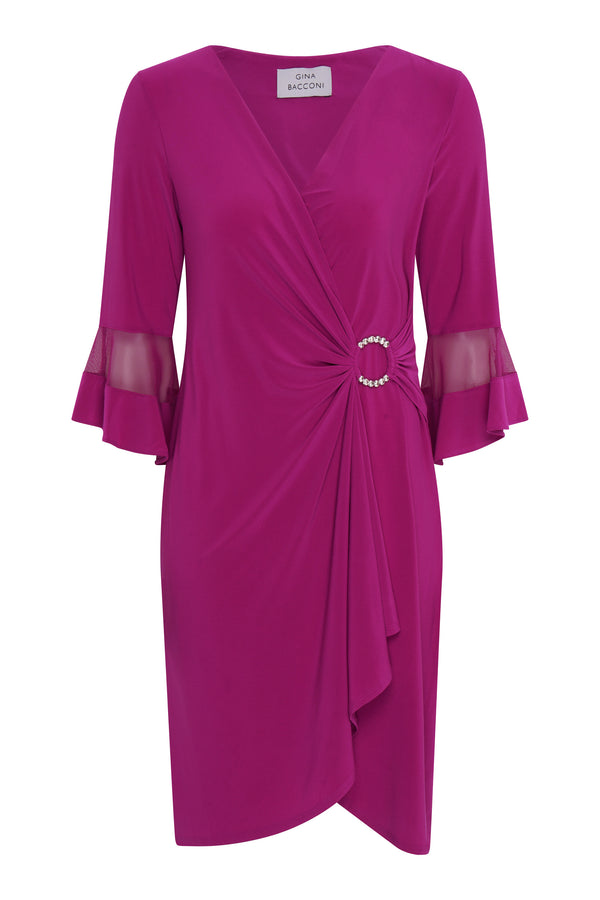 Debby Flutted Sleeve Wrap Dress
