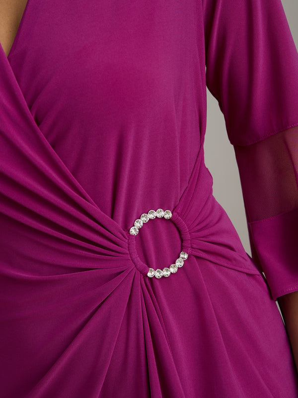 Debby Flutted Sleeve Wrap Dress