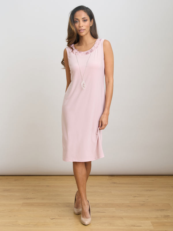 Destiny Floral Applique Dress Ad Jacket With Detachable Necklace