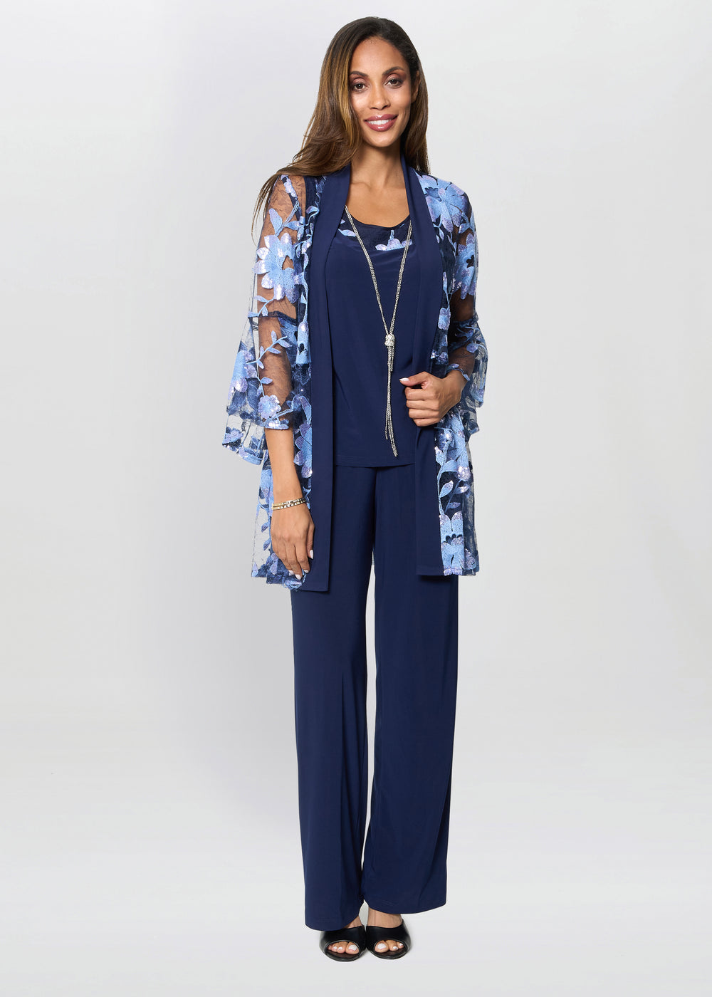 Dorris Three Piece Trouser Suit With Embroidered Jacket