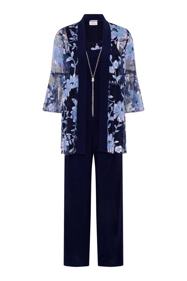 Dorris Three Piece Trouser Suit With Embroidered Jacket