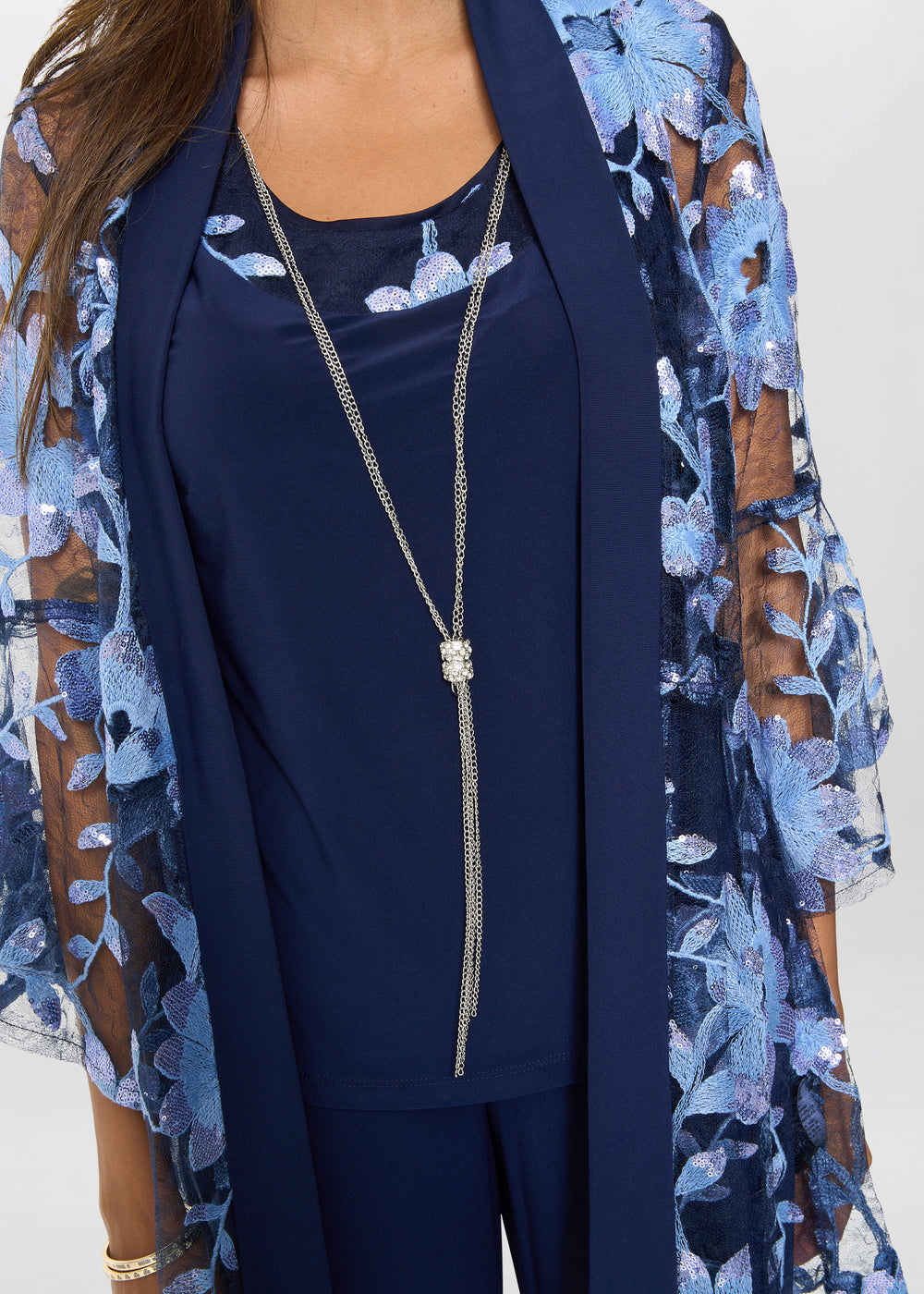 Dorris Three Piece Trouser Suit With Embroidered Jacket