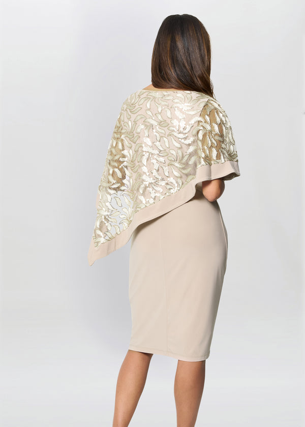 Darlene Embroidered Cape Dress