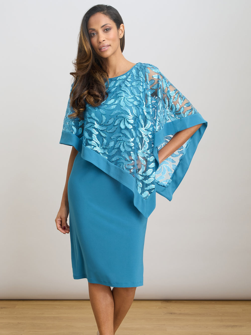 Darlene Embroidered Cape Dress