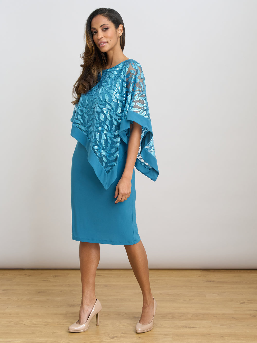 Darlene Embroidered Cape Dress