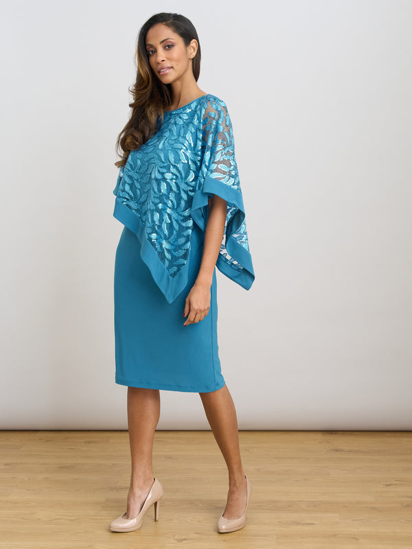 Darlene Embroidered Cape Dress