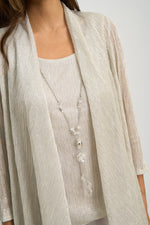 Natasha Three Piece Metallic Crinkle Trouser Suit