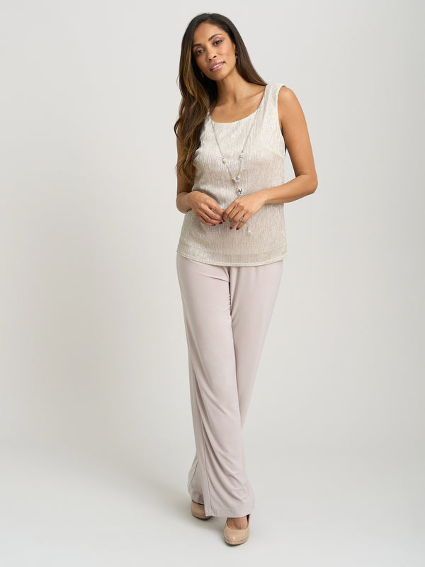 Natasha Three Piece Metallic Crinkle Trouser Suit