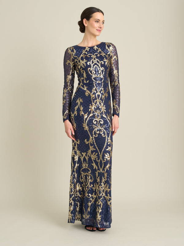 Electra Long Sleeve Beaded Maxi Dress