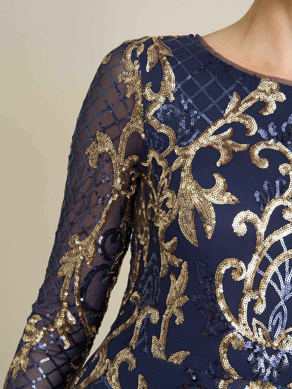 Electra Long Sleeve Beaded Maxi Dress