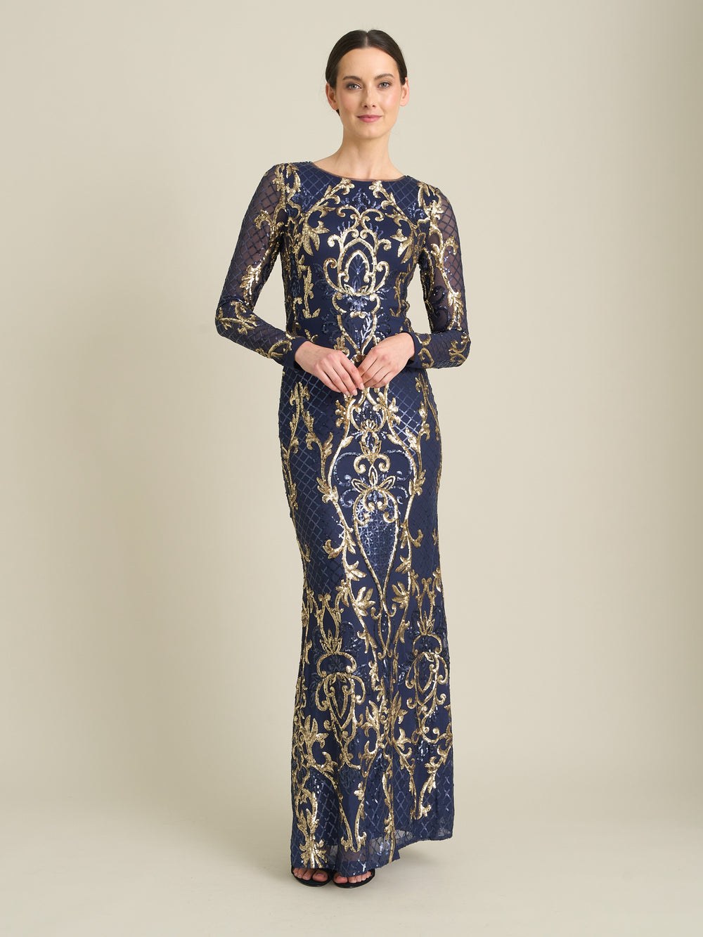 Electra Long Sleeve Beaded Maxi Dress