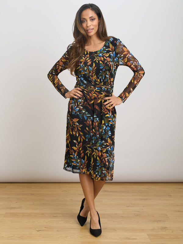Giordana Floral Mesh Midi Dress