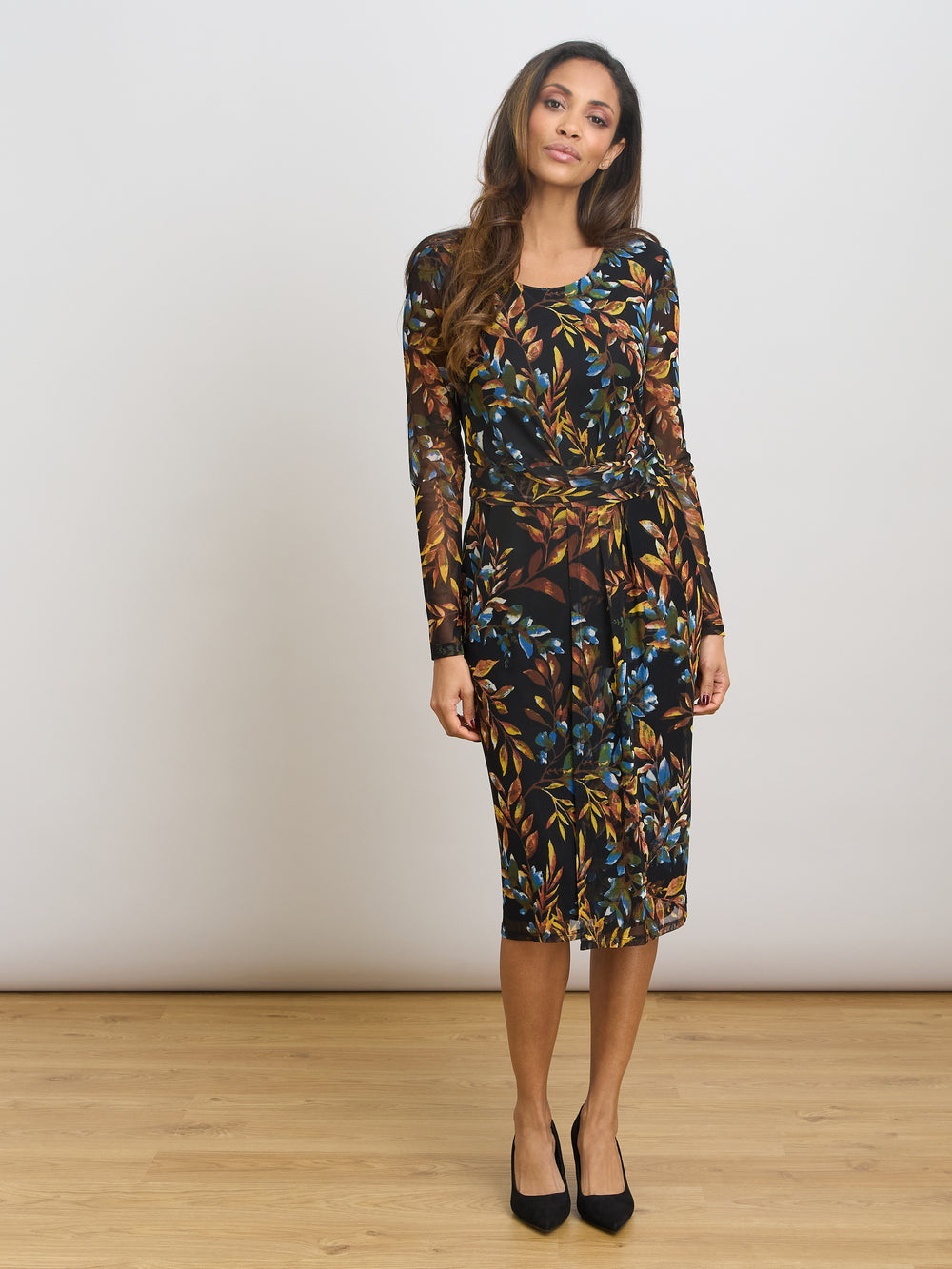 Giordana Floral Mesh Midi Dress
