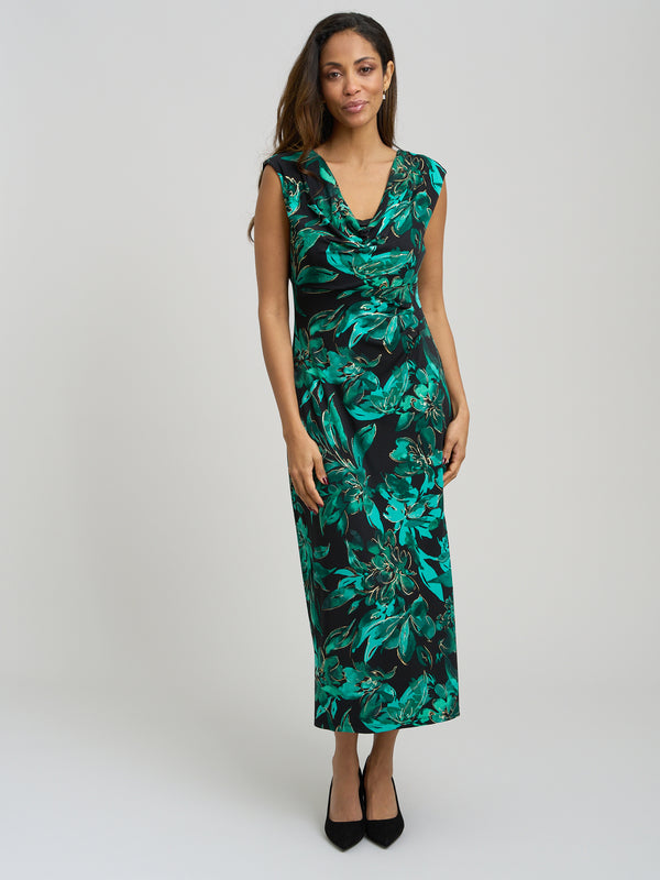 Hatty Floral Cowl Neck Midi Dress