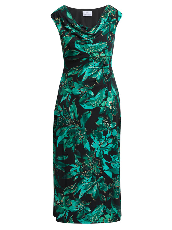 Hatty Floral Cowl Neck Midi Dress