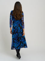 Indie Floral Mesh Wrap Midi Dress