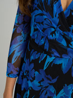 Indie Floral Mesh Wrap Midi Dress