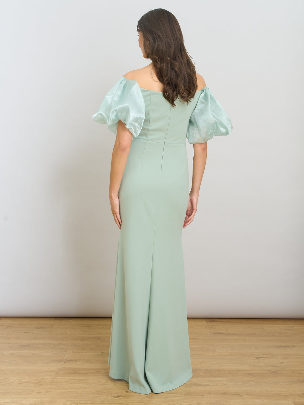 Indigo Puff-Sleeve Maxi Dress