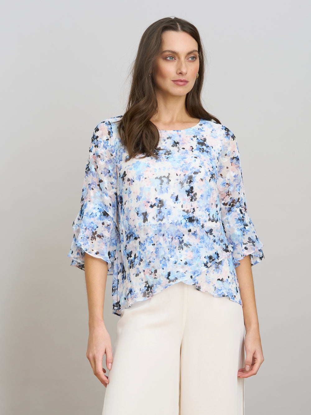 Jacklyn Floral Layered Chiffon Top
