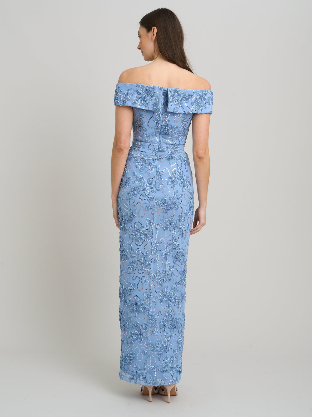 Janette Embroidered Sequin Off-Shoulder Maxi Dress