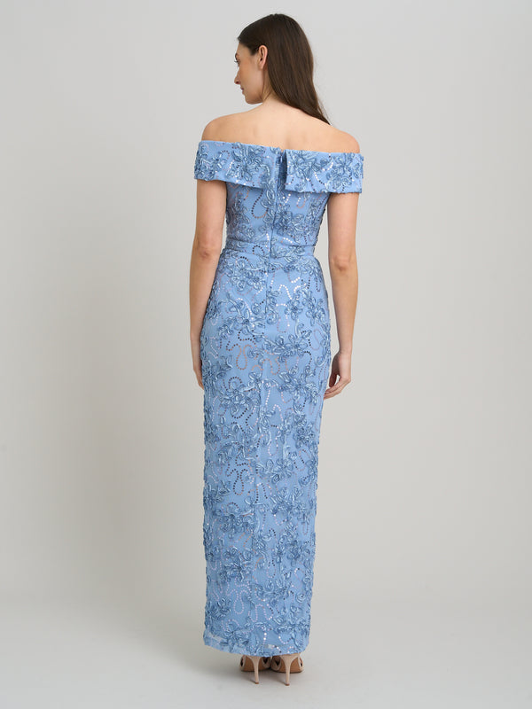Janette Embroidered Sequin Off-Shoulder Maxi Dress