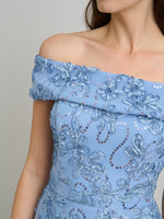 Janette Embroidered Sequin Off-Shoulder Maxi Dress