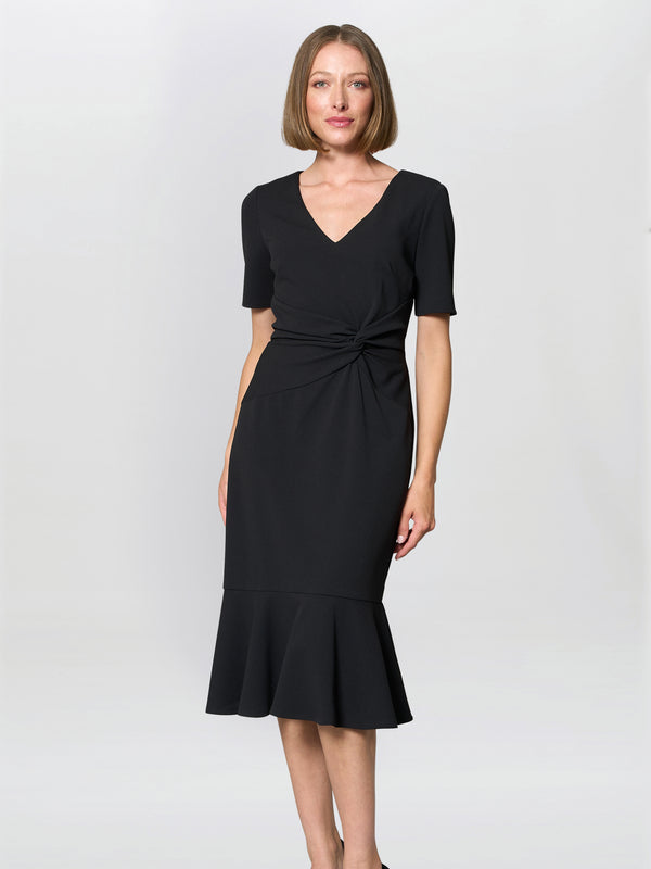 Kiara V Neck Twist Midi Dress