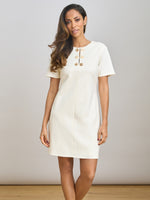 Jinny Button Split Neck A-Line Dress
