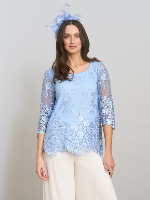 Kirsten Embroidered Blouse With Scallop Detail