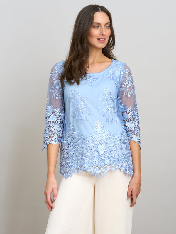 Kirsten Embroidered Blouse With Scallop Detail