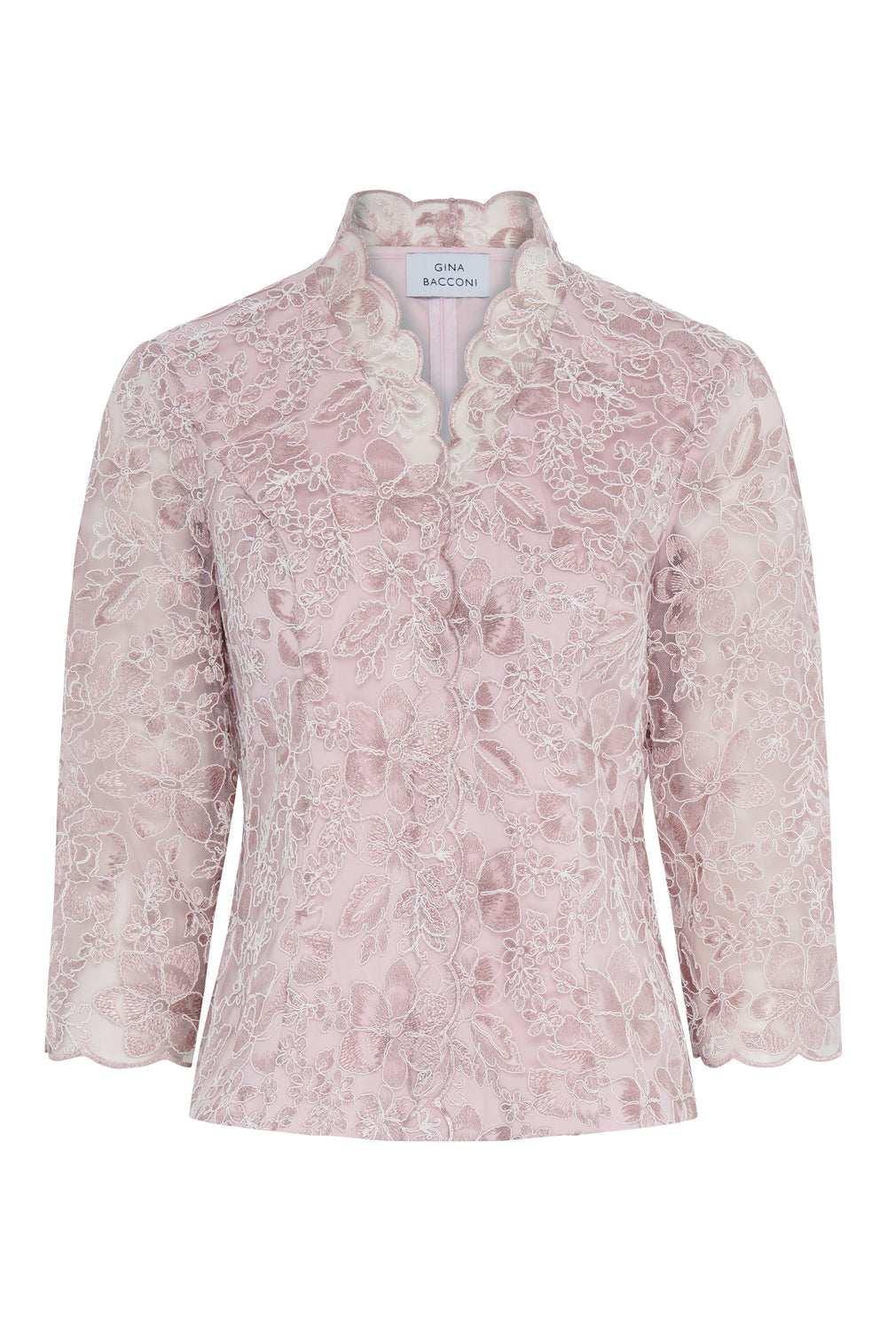 Konnie Embroidered Blouse With Scallops