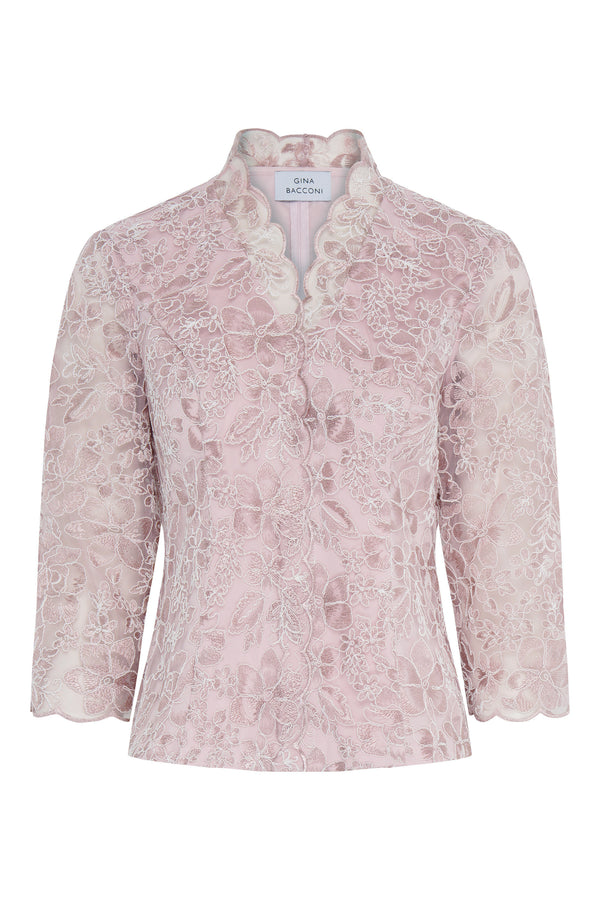 Konnie Embroidered Blouse With Scallops