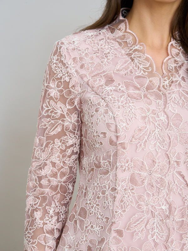 Konnie Embroidered Blouse With Scallops