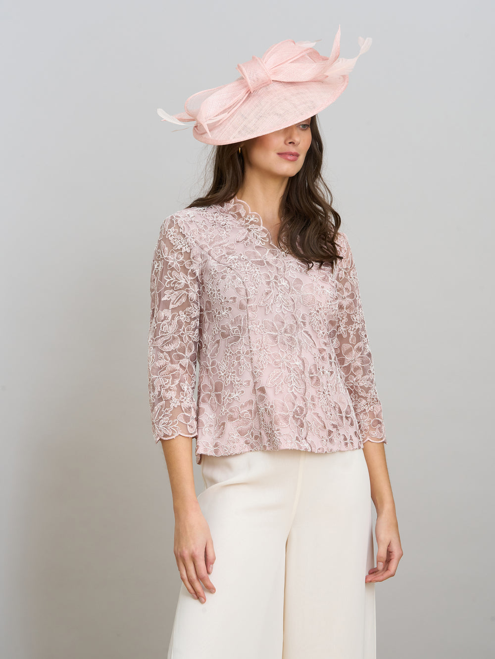 Konnie Embroidered Blouse With Scallops