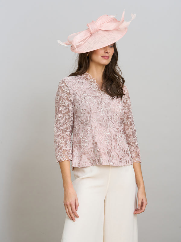 Konnie Embroidered Blouse With Scallops