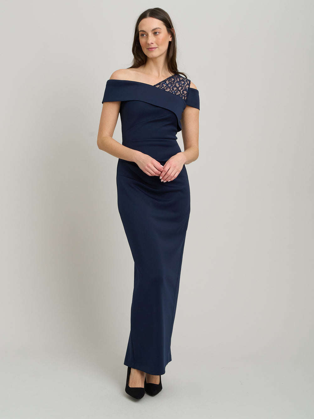 Mandie One Shoulder Lace Detail Maxi Dress