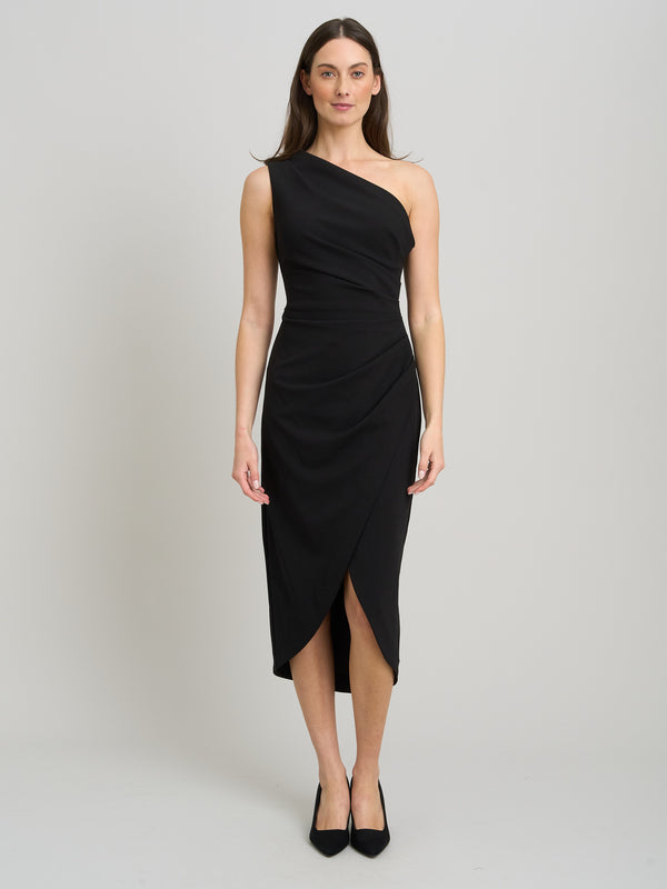 Marcela Short One Shoulder Crepe Dress