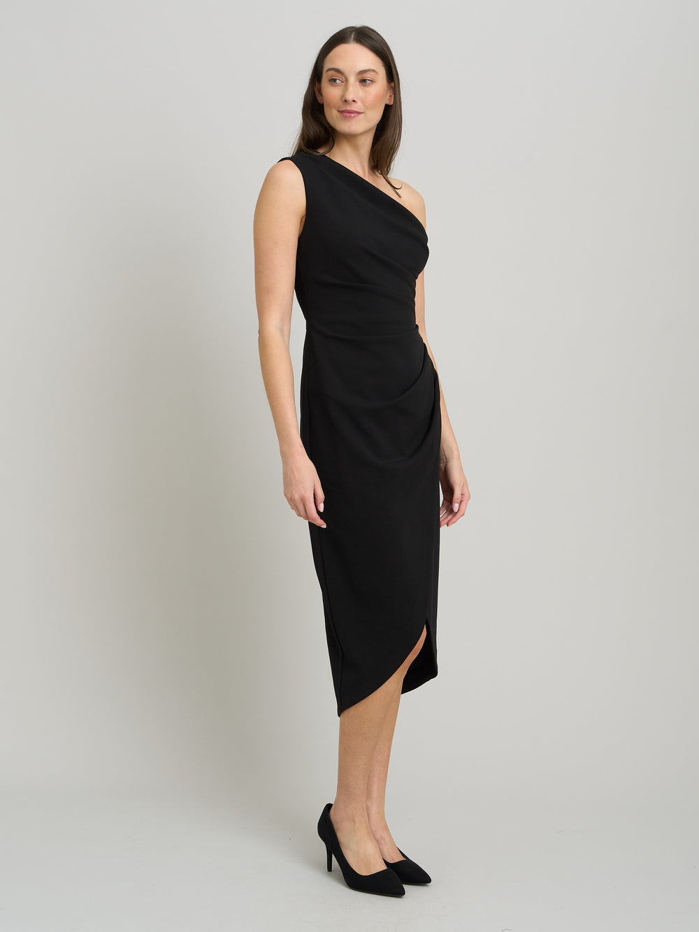 Marcela Short One Shoulder Crepe Dress