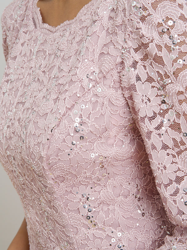 Rona Midi Dress With Lace Bodice & Chiffon Skirt