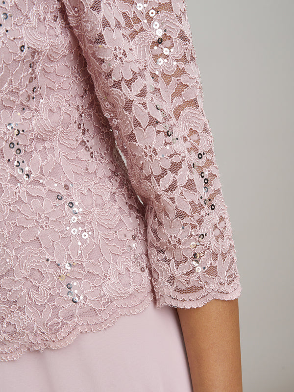 Rona Midi Dress With Lace Bodice & Chiffon Skirt