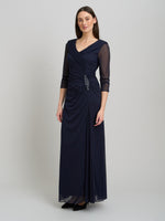 Georgina Maxi Portrait Collar Dress With Beaded Trim