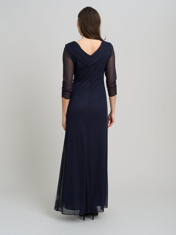 Georgina Maxi Portrait Collar Dress With Beaded Trim